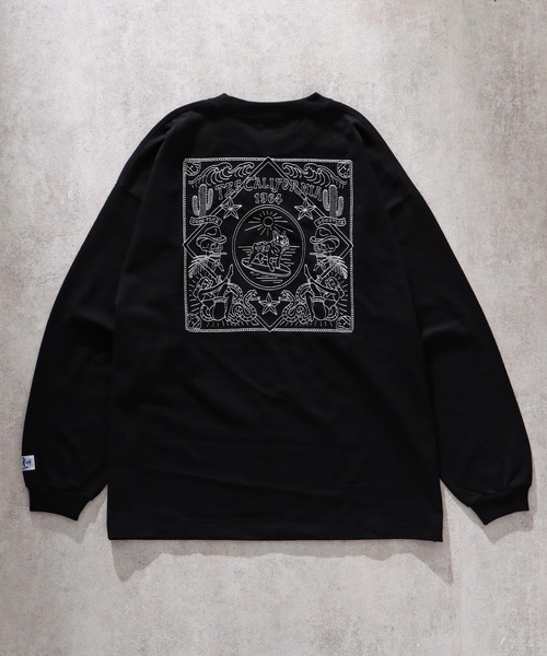 The Endless Summer（エンドレスサマー）の「TES CALM BANDANA EMB LONG SLEEVE T-SHIRT / ロンT（Tシャツ/カットソー・メンズ・ブラック/ホワイト/ダークグリーン/ネイビー・MEDIUM/SMALL/X-LARGE/LARGE）」の2枚目の写真