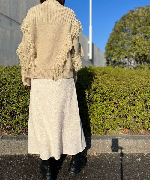 nina mew(ニーナミュウ)の「フクレジャガードナロースカート(スカート・レディース・ベージュ/ブラック・FREE)」の22枚目の写真