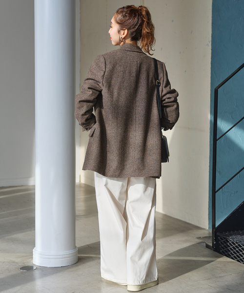 完売品・美品☆スピックアンドスパン シェットランドツイードオーバージャケット セール】シェットランドツイードオーバージャケット（テーラード