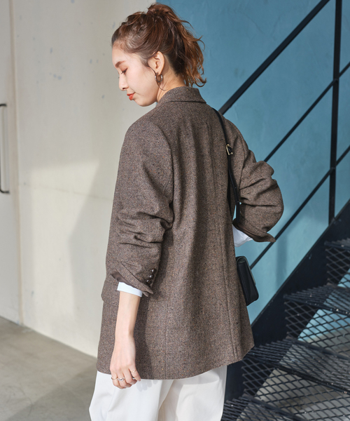 完売品・美品☆スピックアンドスパン シェットランドツイードオーバージャケット セール】シェットランドツイードオーバージャケット（テーラード