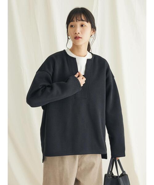CRAFT STANDARD BOUTIQUE(クラフトスタンダードブティック)の「ニットフリースキーネックプルオーバー(ニット/セーター・レディース・ブラック/アイボリー/ブラウン・L/M)」の4枚目の写真