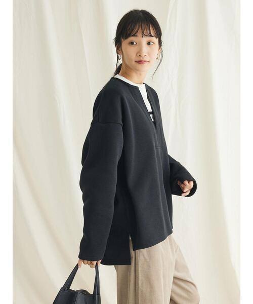 CRAFT STANDARD BOUTIQUE(クラフトスタンダードブティック)の「ニットフリースキーネックプルオーバー(ニット/セーター・レディース・ブラック/アイボリー/ブラウン・L/M)」の5枚目の写真