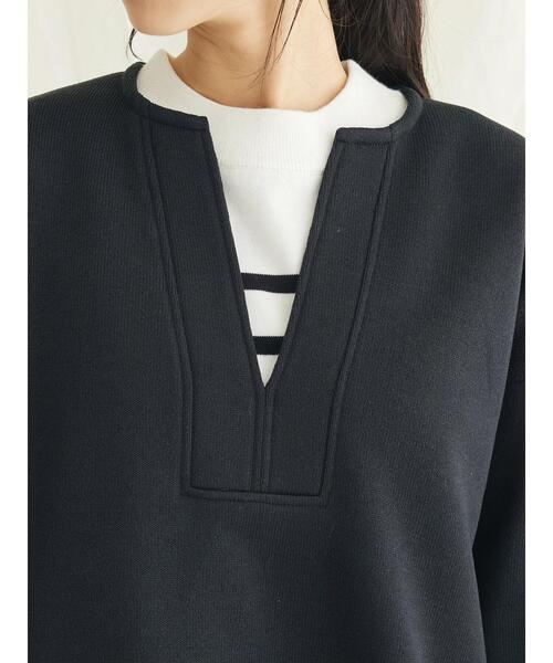 CRAFT STANDARD BOUTIQUE(クラフトスタンダードブティック)の「ニットフリースキーネックプルオーバー(ニット/セーター・レディース・ブラック/アイボリー/ブラウン・L/M)」の8枚目の写真