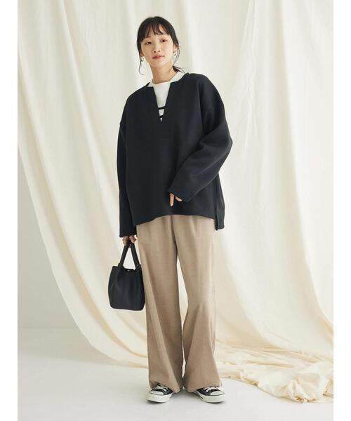 CRAFT STANDARD BOUTIQUE(クラフトスタンダードブティック)の「ニットフリースキーネックプルオーバー(ニット/セーター・レディース・ブラック/アイボリー/ブラウン・L/M)」の10枚目の写真