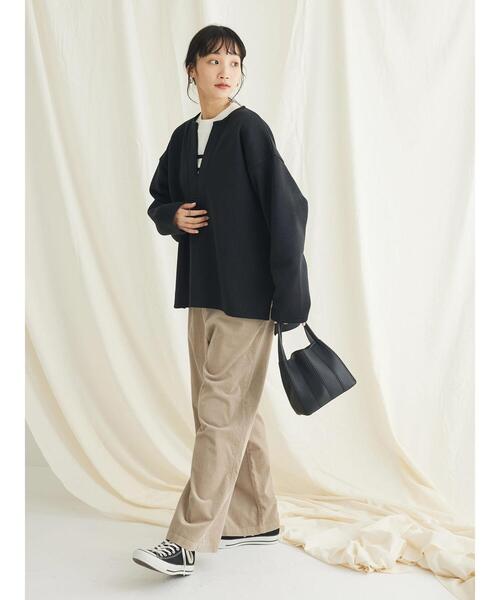 CRAFT STANDARD BOUTIQUE(クラフトスタンダードブティック)の「ニットフリースキーネックプルオーバー(ニット/セーター・レディース・ブラック/アイボリー/ブラウン・L/M)」の11枚目の写真