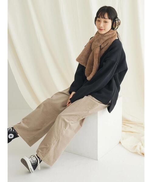 CRAFT STANDARD BOUTIQUE(クラフトスタンダードブティック)の「ニットフリースキーネックプルオーバー(ニット/セーター・レディース・ブラック/アイボリー/ブラウン・L/M)」の13枚目の写真