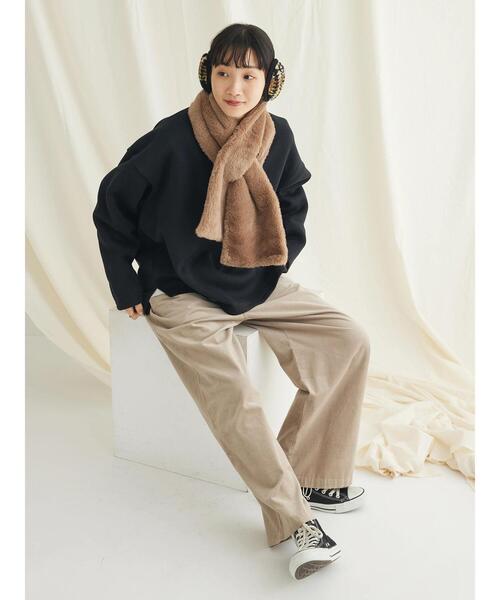 CRAFT STANDARD BOUTIQUE(クラフトスタンダードブティック)の「ニットフリースキーネックプルオーバー(ニット/セーター・レディース・ブラック/アイボリー/ブラウン・L/M)」の14枚目の写真