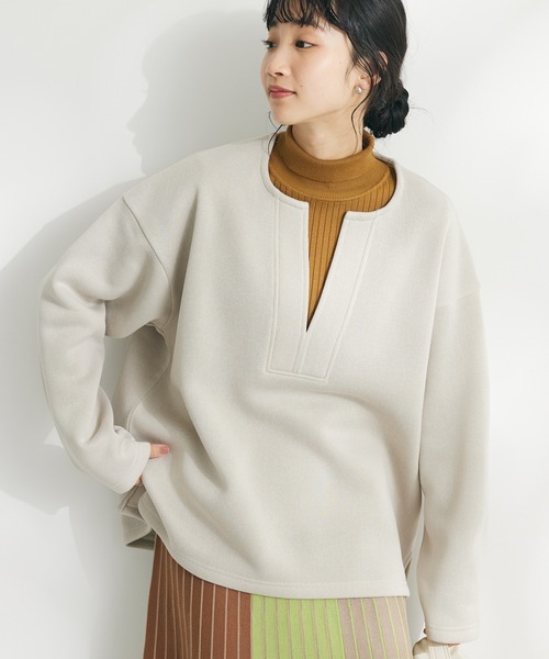 CRAFT STANDARD BOUTIQUE(クラフトスタンダードブティック)の「ニットフリースキーネックプルオーバー(ニット/セーター・レディース・ブラック/アイボリー/ブラウン・L/M)」の1枚目の写真