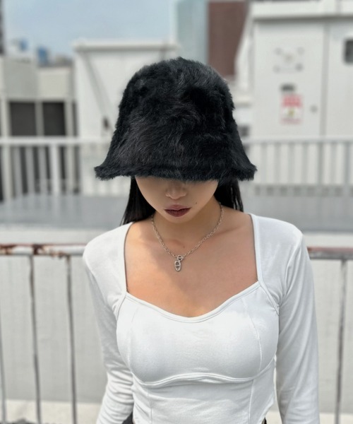 LVEU.(ラブユ.)の「【LVEU.】モヘアバケットハット / 帽子 ハット バケハ モヘア 起毛 ブラック(ハット・レディース・ブラック・FREE)」の6枚目の写真