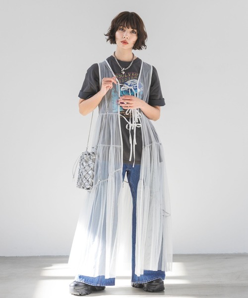 PAGEBOY（ページボーイ）の「チュールレイヤードワンピース（ワンピース・レディース・ホワイト/ブラック/ホワイト系その他・FREE）」の2枚目の写真