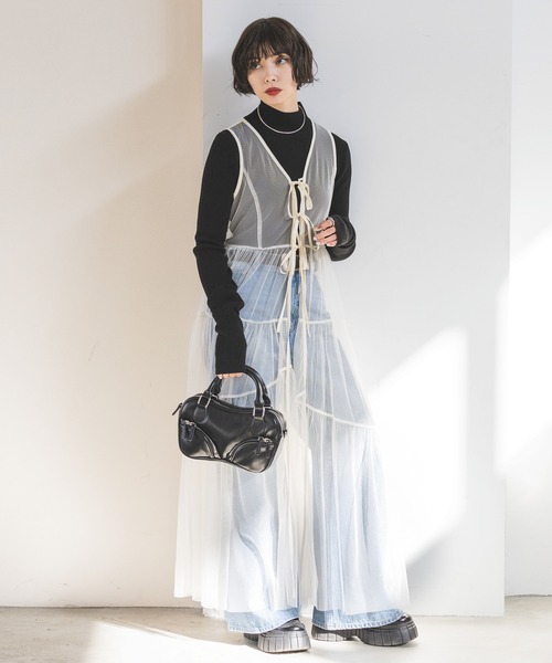 PAGEBOY（ページボーイ）の「チュールレイヤードワンピース（ワンピース・レディース・ホワイト/ブラック/ホワイト系その他・FREE）」の14枚目の写真