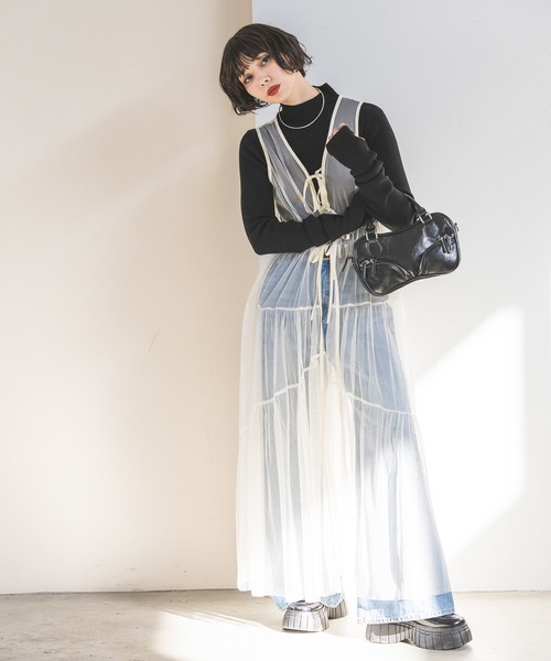 PAGEBOY（ページボーイ）の「チュールレイヤードワンピース（ワンピース・レディース・ホワイト/ブラック/ホワイト系その他・FREE）」の15枚目の写真