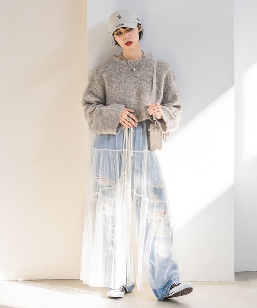 PAGEBOY（ページボーイ）の「チュールレイヤードワンピース（ワンピース・レディース・ホワイト/ブラック/ホワイト系その他・FREE）」の17枚目の写真