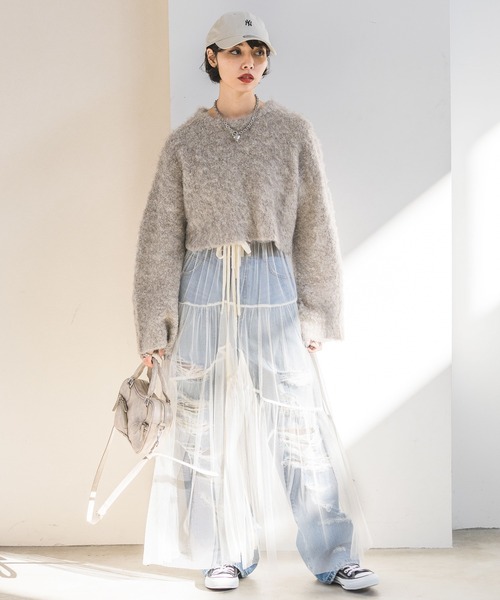 PAGEBOY（ページボーイ）の「チュールレイヤードワンピース（ワンピース・レディース・ホワイト/ブラック/ホワイト系その他・FREE）」の18枚目の写真