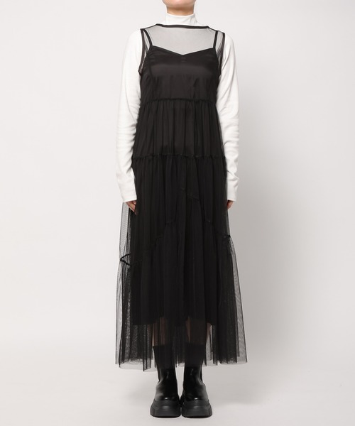 PAGEBOY（ページボーイ）の「チュールレイヤードワンピース（ワンピース・レディース・ホワイト/ブラック/ホワイト系その他・FREE）」の4枚目の写真