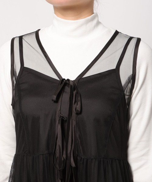 PAGEBOY（ページボーイ）の「チュールレイヤードワンピース（ワンピース・レディース・ホワイト/ブラック/ホワイト系その他・FREE）」の9枚目の写真