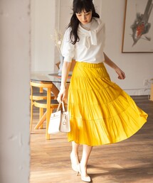 MAISON SPECIAL ネオンイエロー ティアードスカート MAISON SPECIAL ネオンイエロー ティアードスカート