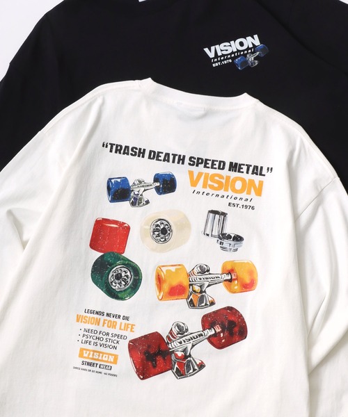 VISION STREET WEAR(ヴィジョンストリートウェア)の「VISION STREET WEAR/ヴィジョンストリートウェア オーバーサイズ グラフィック リンガー/総柄/バックプリント/フォト ロングスリーブTシャツ/ロンT/長袖 トップス プルオーバー/レディース メンズ(Tシャツ/カットソー・メンズ・ブラック系その他/ホワイト系その他2/ブラック系その他3/ブラック/ブラック系その他2/ホワイト/ホワイト系その他/ホワイト系その他3・M/L/LL)」の4枚目の写真