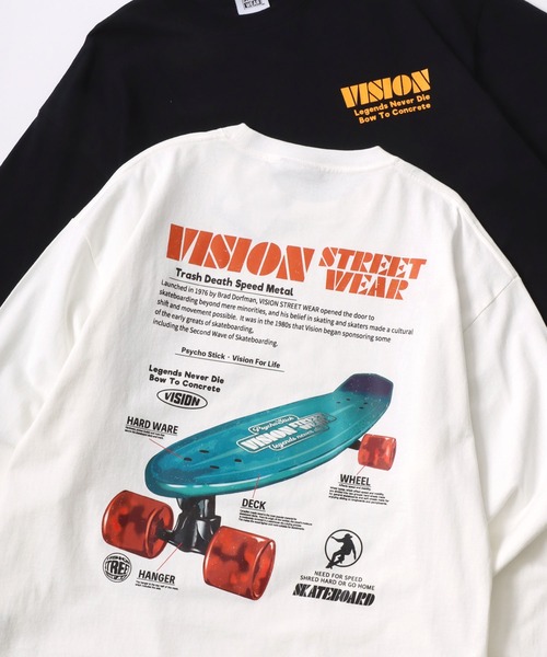 VISION STREET WEAR(ヴィジョンストリートウェア)の「VISION STREET WEAR/ヴィジョンストリートウェア オーバーサイズ グラフィック リンガー/総柄/バックプリント/フォト ロングスリーブTシャツ/ロンT/長袖 トップス プルオーバー/レディース メンズ(Tシャツ/カットソー・メンズ・ブラック系その他/ホワイト系その他2/ブラック系その他3/ブラック/ブラック系その他2/ホワイト/ホワイト系その他/ホワイト系その他3・M/L/LL)」の5枚目の写真