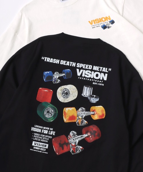 VISION STREET WEAR(ヴィジョンストリートウェア)の「VISION STREET WEAR/ヴィジョンストリートウェア オーバーサイズ グラフィック リンガー/総柄/バックプリント/フォト ロングスリーブTシャツ/ロンT/長袖 トップス プルオーバー/レディース メンズ(Tシャツ/カットソー・メンズ・ブラック系その他/ホワイト系その他2/ブラック系その他3/ブラック/ブラック系その他2/ホワイト/ホワイト系その他/ホワイト系その他3・M/L/LL)」の7枚目の写真