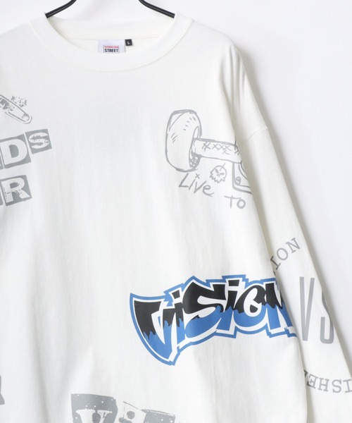 VISION STREET WEAR(ヴィジョンストリートウェア)の「VISION STREET WEAR/ヴィジョンストリートウェア オーバーサイズ グラフィック リンガー/総柄/バックプリント/フォト ロングスリーブTシャツ/ロンT/長袖 トップス プルオーバー/レディース メンズ(Tシャツ/カットソー・メンズ・ブラック系その他/ホワイト系その他2/ブラック系その他3/ブラック/ブラック系その他2/ホワイト/ホワイト系その他/ホワイト系その他3・M/L/LL)」の11枚目の写真