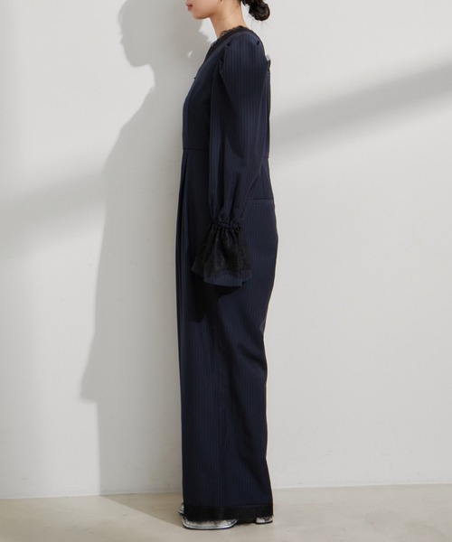 VIS（ビス）の「【VIS DRESS】ピンストライプレースオールインワン【洗える】（つなぎ/オールインワン・レディース・グレー/ブルー系その他・FREE）」の19枚目の写真