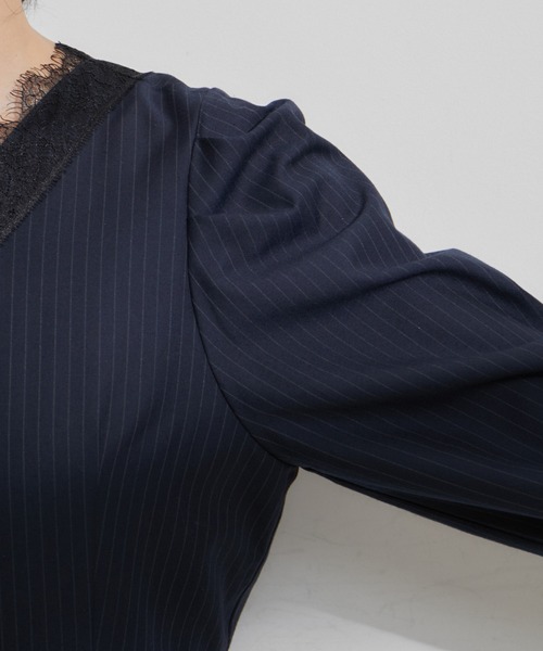 VIS（ビス）の「【VIS DRESS】ピンストライプレースオールインワン【洗える】（つなぎ/オールインワン・レディース・グレー/ブルー系その他・FREE）」の22枚目の写真