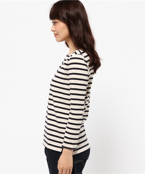 MYSELF ABAHOUSE（マイセルフアバハウス）の「ﾊﾟﾈﾙﾎﾞｰﾀﾞｰｶｯﾄｿｰ（Tシャツ/カットソー・レディース・レッド/キャメル/オフホワイト・MEDIUM/SMALL）」の13枚目の写真