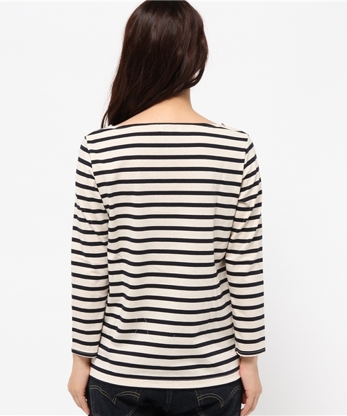 MYSELF ABAHOUSE（マイセルフアバハウス）の「ﾊﾟﾈﾙﾎﾞｰﾀﾞｰｶｯﾄｿｰ（Tシャツ/カットソー・レディース・レッド/キャメル/オフホワイト・MEDIUM/SMALL）」の14枚目の写真