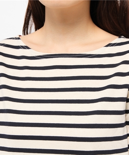 MYSELF ABAHOUSE（マイセルフアバハウス）の「ﾊﾟﾈﾙﾎﾞｰﾀﾞｰｶｯﾄｿｰ（Tシャツ/カットソー・レディース・レッド/キャメル/オフホワイト・MEDIUM/SMALL）」の6枚目の写真