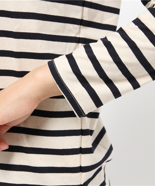 MYSELF ABAHOUSE（マイセルフアバハウス）の「ﾊﾟﾈﾙﾎﾞｰﾀﾞｰｶｯﾄｿｰ（Tシャツ/カットソー・レディース・レッド/キャメル/オフホワイト・MEDIUM/SMALL）」の7枚目の写真