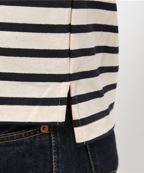 MYSELF ABAHOUSE（マイセルフアバハウス）の「ﾊﾟﾈﾙﾎﾞｰﾀﾞｰｶｯﾄｿｰ（Tシャツ/カットソー・レディース・レッド/キャメル/オフホワイト・MEDIUM/SMALL）」の8枚目の写真