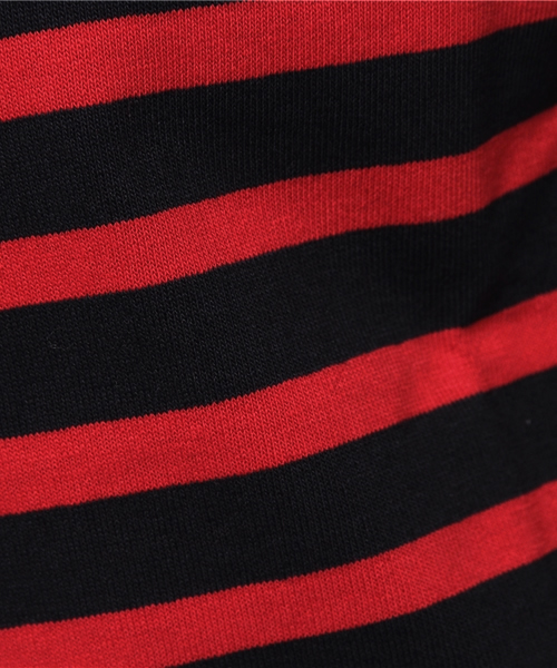 MYSELF ABAHOUSE（マイセルフアバハウス）の「ﾊﾟﾈﾙﾎﾞｰﾀﾞｰｶｯﾄｿｰ（Tシャツ/カットソー・レディース・レッド/キャメル/オフホワイト・MEDIUM/SMALL）」の4枚目の写真