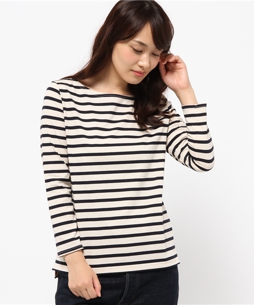 MYSELF ABAHOUSE（マイセルフアバハウス）の「ﾊﾟﾈﾙﾎﾞｰﾀﾞｰｶｯﾄｿｰ（Tシャツ/カットソー・レディース・レッド/キャメル/オフホワイト・MEDIUM/SMALL）」の15枚目の写真