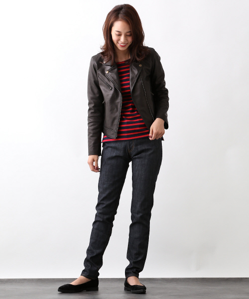 MYSELF ABAHOUSE（マイセルフアバハウス）の「ﾊﾟﾈﾙﾎﾞｰﾀﾞｰｶｯﾄｿｰ（Tシャツ/カットソー・レディース・レッド/キャメル/オフホワイト・MEDIUM/SMALL）」の11枚目の写真