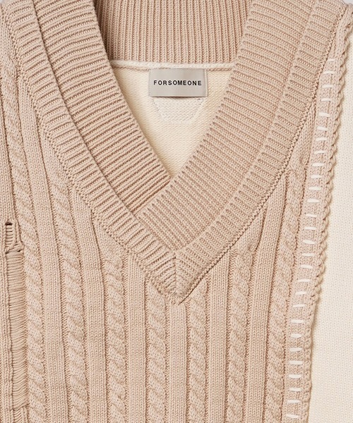 FORSOMEONE（フォーサムワン）の「FORSOMEONE DAMAGE KNIT VEST（ベスト・メンズ・ベージュ/ブラック・46）」の19枚目の写真