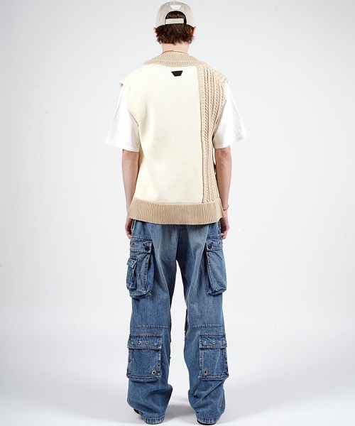 FORSOMEONE（フォーサムワン）の「FORSOMEONE DAMAGE KNIT VEST（ベスト・メンズ・ベージュ/ブラック・46）」の8枚目の写真