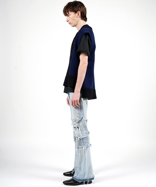 FORSOMEONE（フォーサムワン）の「FORSOMEONE DAMAGE KNIT VEST（ベスト・メンズ・ベージュ/ブラック・46）」の13枚目の写真