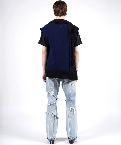 FORSOMEONE（フォーサムワン）の「FORSOMEONE DAMAGE KNIT VEST（ベスト・メンズ・ベージュ/ブラック・46）」の14枚目の写真