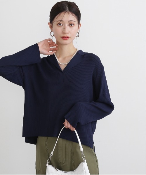 N.（N. Natural Beauty Basic）（エヌエヌナチュラルビューティーベーシック）の「◆カイキンリブニット（ニット/セーター・レディース・オレンジ/ネイビー/オフホワイト/モカ・MEDIUM）」の20枚目の写真