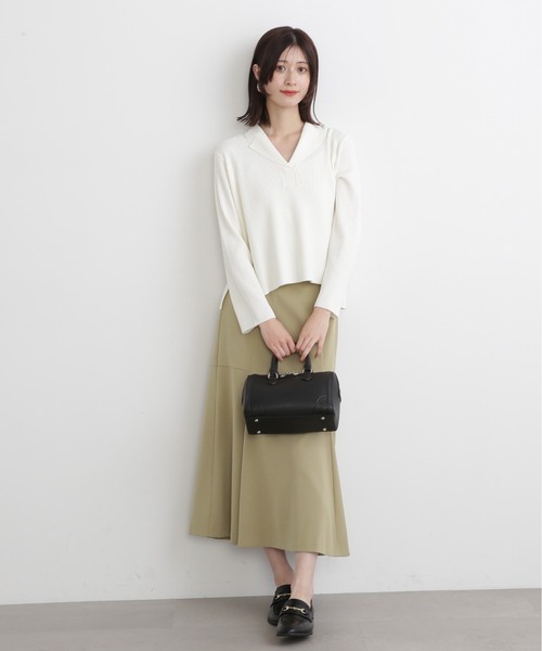 N.（N. Natural Beauty Basic）（エヌエヌナチュラルビューティーベーシック）の「◆カイキンリブニット（ニット/セーター・レディース・オレンジ/ネイビー/オフホワイト/モカ・MEDIUM）」の9枚目の写真