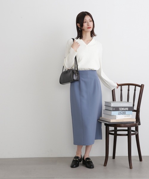 N.（N. Natural Beauty Basic）（エヌエヌナチュラルビューティーベーシック）の「◆カイキンリブニット（ニット/セーター・レディース・オレンジ/ネイビー/オフホワイト/モカ・MEDIUM）」の11枚目の写真