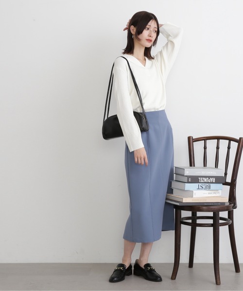 N.（N. Natural Beauty Basic）（エヌエヌナチュラルビューティーベーシック）の「◆カイキンリブニット（ニット/セーター・レディース・オレンジ/ネイビー/オフホワイト/モカ・MEDIUM）」の12枚目の写真