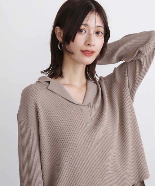 N.（N. Natural Beauty Basic）（エヌエヌナチュラルビューティーベーシック）の「◆カイキンリブニット（ニット/セーター・レディース・オレンジ/ネイビー/オフホワイト/モカ・MEDIUM）」の14枚目の写真