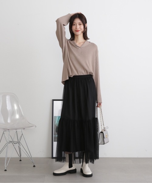 N.（N. Natural Beauty Basic）（エヌエヌナチュラルビューティーベーシック）の「◆カイキンリブニット（ニット/セーター・レディース・オレンジ/ネイビー/オフホワイト/モカ・MEDIUM）」の17枚目の写真