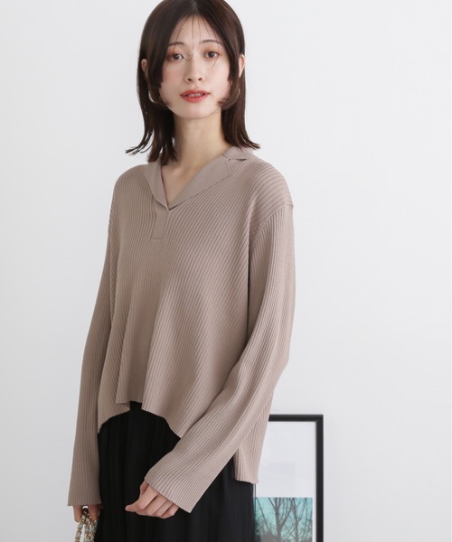 N.（N. Natural Beauty Basic）（エヌエヌナチュラルビューティーベーシック）の「◆カイキンリブニット（ニット/セーター・レディース・オレンジ/ネイビー/オフホワイト/モカ・MEDIUM）」の18枚目の写真