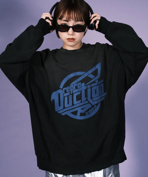 RePRODUCTION LABEL(リプロダクションレーベル)の「【ユニセックス】【RePRODUCTION LABEL / リプロダクションレーベル】サークルロゴオーバースウェット(スウェット・レディース・パープル/ブラック・FREE)」の2枚目の写真