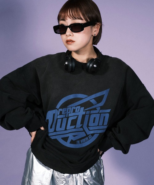 RePRODUCTION LABEL(リプロダクションレーベル)の「【ユニセックス】【RePRODUCTION LABEL / リプロダクションレーベル】サークルロゴオーバースウェット(スウェット・レディース・パープル/ブラック・FREE)」の7枚目の写真