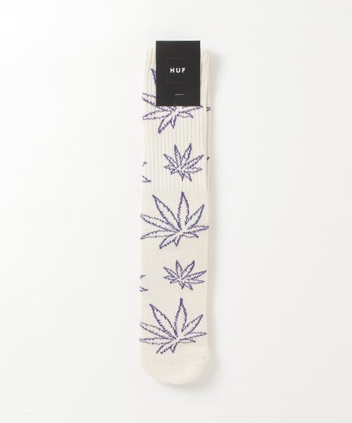 HUF(ハフ)の「【HUF】ハフ OUTLINE PLANTLIFE SOCK クルーソックス 靴下 SK00787(ソックス/靴下・メンズ・ナチュラル/ブラック・FREE)」の1枚目の写真