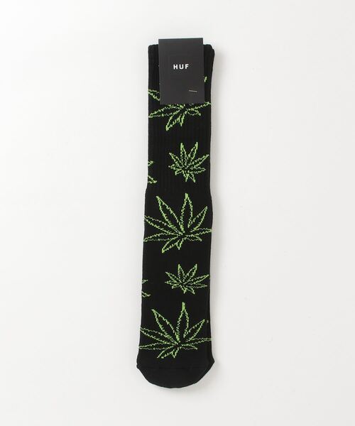 HUF(ハフ)の「【HUF】ハフ OUTLINE PLANTLIFE SOCK クルーソックス 靴下 SK00787(ソックス/靴下・メンズ・ナチュラル/ブラック・FREE)」の2枚目の写真